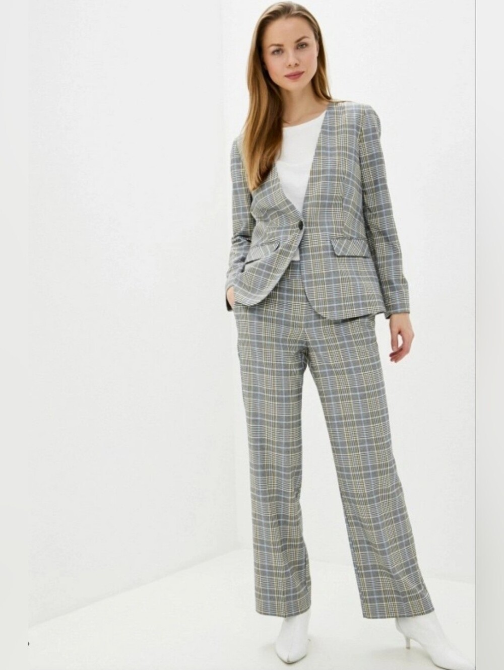 Tom Tailor (135$) | Women’s Gray Plaid Single-Button Blazer, Size 38 - Picture 2 of 12